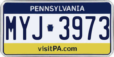 PA license plate MYJ3973