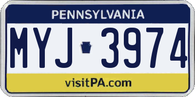 PA license plate MYJ3974