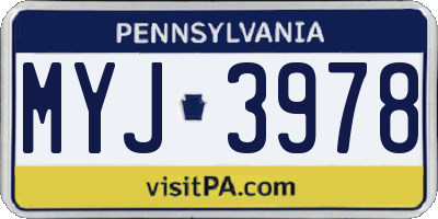 PA license plate MYJ3978