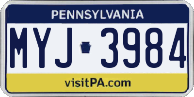 PA license plate MYJ3984