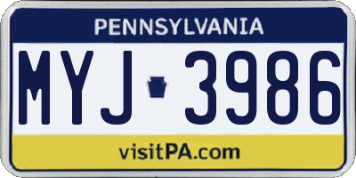 PA license plate MYJ3986