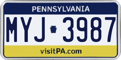 PA license plate MYJ3987
