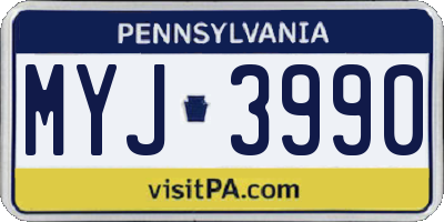 PA license plate MYJ3990