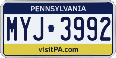 PA license plate MYJ3992