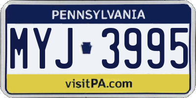 PA license plate MYJ3995