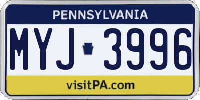 PA license plate MYJ3996