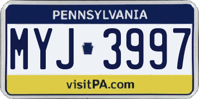 PA license plate MYJ3997