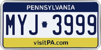 PA license plate MYJ3999