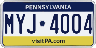 PA license plate MYJ4004