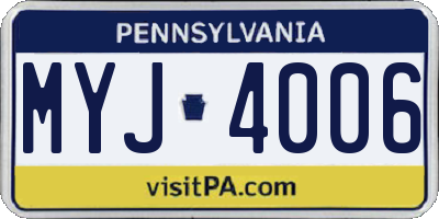 PA license plate MYJ4006