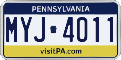 PA license plate MYJ4011
