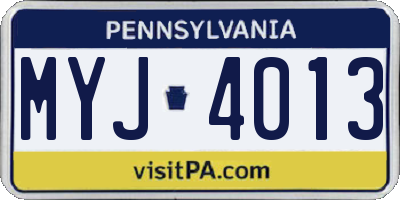 PA license plate MYJ4013