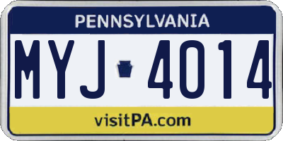 PA license plate MYJ4014