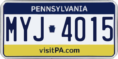 PA license plate MYJ4015