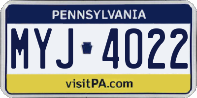 PA license plate MYJ4022