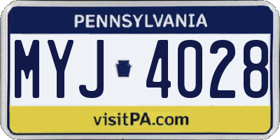 PA license plate MYJ4028
