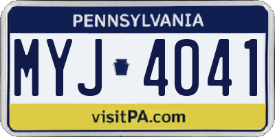 PA license plate MYJ4041