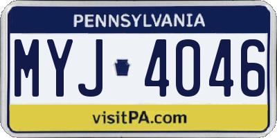 PA license plate MYJ4046