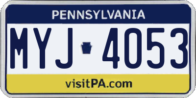 PA license plate MYJ4053