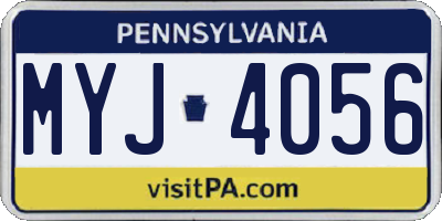 PA license plate MYJ4056