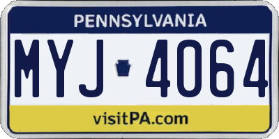 PA license plate MYJ4064