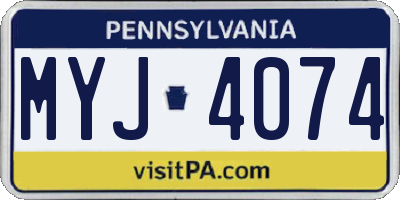 PA license plate MYJ4074