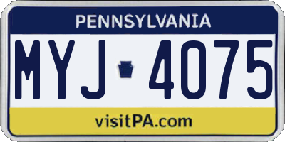 PA license plate MYJ4075