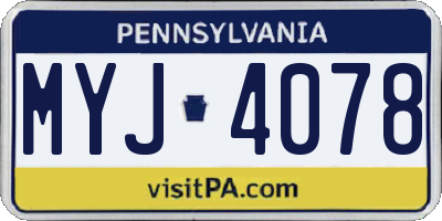 PA license plate MYJ4078