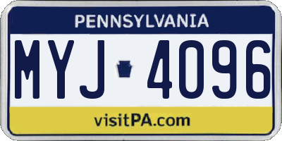 PA license plate MYJ4096
