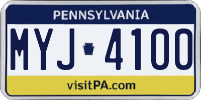 PA license plate MYJ4100