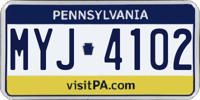 PA license plate MYJ4102