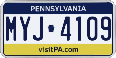 PA license plate MYJ4109