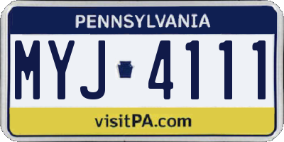 PA license plate MYJ4111