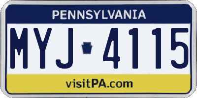 PA license plate MYJ4115