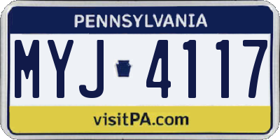 PA license plate MYJ4117