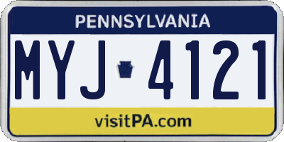 PA license plate MYJ4121