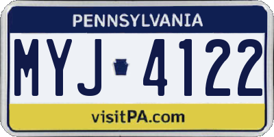 PA license plate MYJ4122
