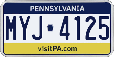 PA license plate MYJ4125