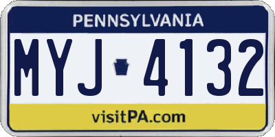 PA license plate MYJ4132