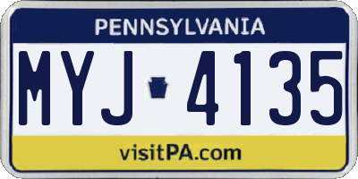 PA license plate MYJ4135