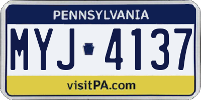 PA license plate MYJ4137