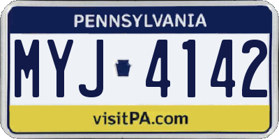 PA license plate MYJ4142
