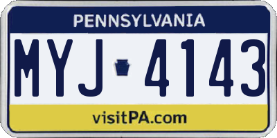 PA license plate MYJ4143