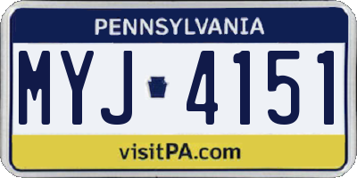 PA license plate MYJ4151