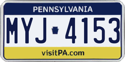 PA license plate MYJ4153