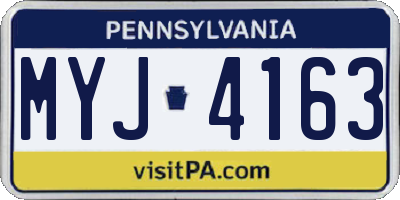 PA license plate MYJ4163