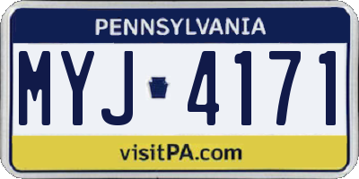 PA license plate MYJ4171