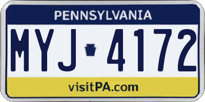 PA license plate MYJ4172