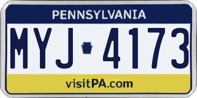 PA license plate MYJ4173