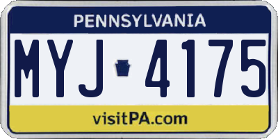 PA license plate MYJ4175